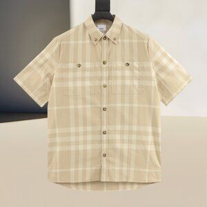 Burberry Check Short Sleeve Shirt – Beige Plaid Button-Up